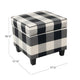 Pyp Square Storage Ottoman | 18" Black Plaid Cotton | Ebony Legs