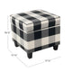 Pyp Square Storage Ottoman | 18’’ Black Plaid Cotton | Ebony Legs