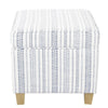 Pyp Square Storage Ottoman | 18’’ Blue White Striped | Brown Legs