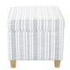 Pyp Square Storage Ottoman | 18’’ Blue White Striped | Brown Legs