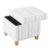 Pyp Square Storage Ottoman | 18’’ Blue White Striped | Brown Legs