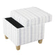 Pyp Square Storage Ottoman | 18’’ Blue White Striped | Brown Legs