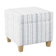 Pyp Square Storage Ottoman | 18" Blue White Striped | Brown Legs