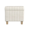 Pyp Square Storage Ottoman | 18’’ Ivory Pinstripe Fabric | Brown Legs