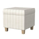 Pyp Square Storage Ottoman | 18’’ Ivory Pinstripe Fabric | Brown Legs
