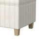 Pyp Square Storage Ottoman | 18’’ Ivory Pinstripe Fabric | Brown Legs