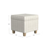 Pyp Square Storage Ottoman | 18’’ Ivory Pinstripe Fabric | Brown Legs