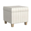 Pyp Square Storage Ottoman | 18" Ivory Pinstripe Fabric | Brown Legs