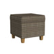 Pyp Square Storage Ottoman | 18" Brown Windowpane Fabric | Wood Legs