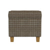Pyp Square Storage Ottoman | 18" Brown Windowpane Fabric | Wood Legs