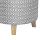 Loni Round Storage Ottoman | 19’’ Gray Patterned Fabric | Brown Wood