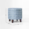 Loni Round Storage Ottoman | 19’’ Indigo Blue Pattern | Walnut Brown BM334441