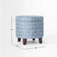 Loni Round Storage Ottoman | 19’’ Indigo Blue Pattern | Walnut Brown BM334441