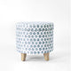 Loni Round Storage Ottoman | 19’’ Blue Green Ikat Print | Brown