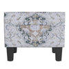 Ishi Accent Storage Ottoman | 22" White Blue Print, Black Legs
