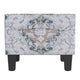 Ishi Accent Storage Ottoman | 22" White Blue Print, Black Legs