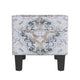 Ishi Accent Storage Ottoman | 22" White Blue Print, Black Legs