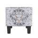 Ishi Accent Storage Ottoman | 22’’ White Blue Print Black Legs