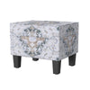 Ishi Accent Storage Ottoman | 22’’ White Blue Print Black Legs