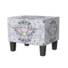 Ishi Accent Storage Ottoman | 22" White Blue Print, Black Legs