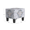 Ishi Accent Storage Ottoman | 22" White Blue Print, Black Legs