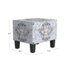 Ishi Accent Storage Ottoman | 22’’ White Blue Print Black Legs