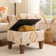 Ishi Accent Storage Ottoman | 22" Orange and Beige Paisley Design