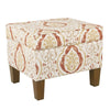 Ishi Accent Storage Ottoman | 22" Orange and Beige Paisley Design