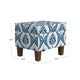 Ishi Accent Storage Ottoman | 22’’ Blue White Ikat Paisley Pattern BM334446