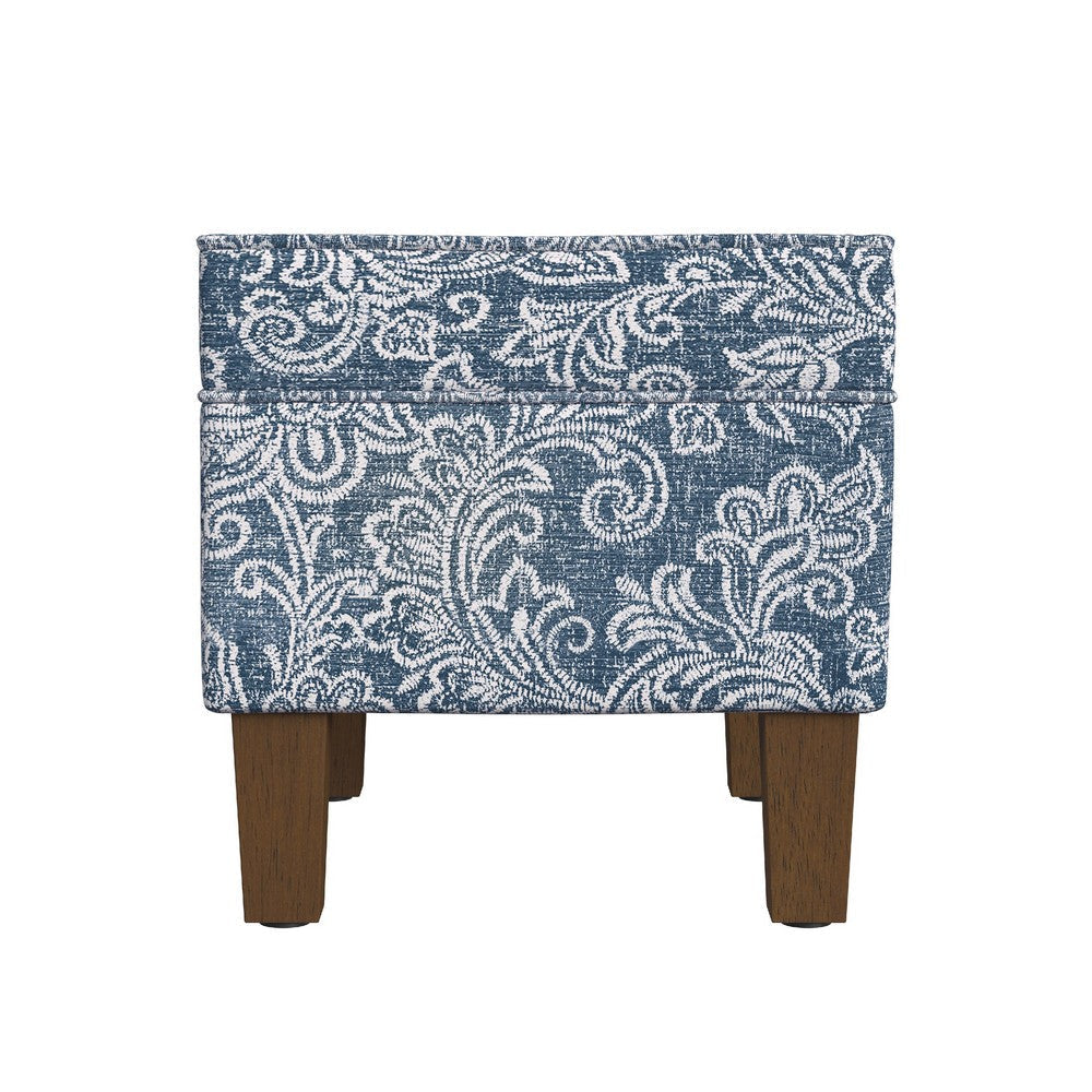 Ishi Accent Storage Ottoman | 22’’ Classic Denim Blue White Print