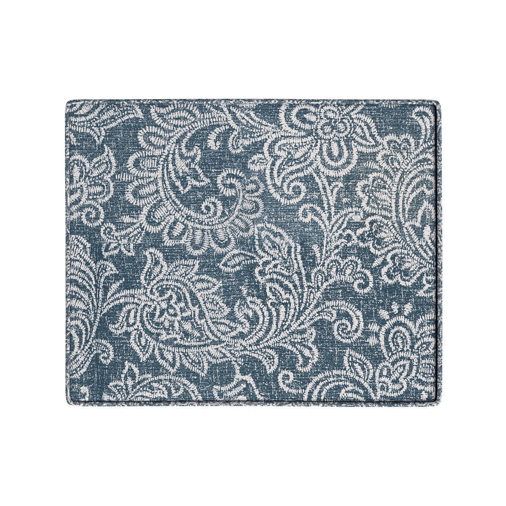 Ishi Accent Storage Ottoman | 22’’ Classic Denim Blue White Print