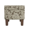 Ishi Accent Storage Ottoman | 22" Brown White Classic Floral Print