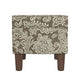 Ishi Accent Storage Ottoman | 22" Brown White Classic Floral Print