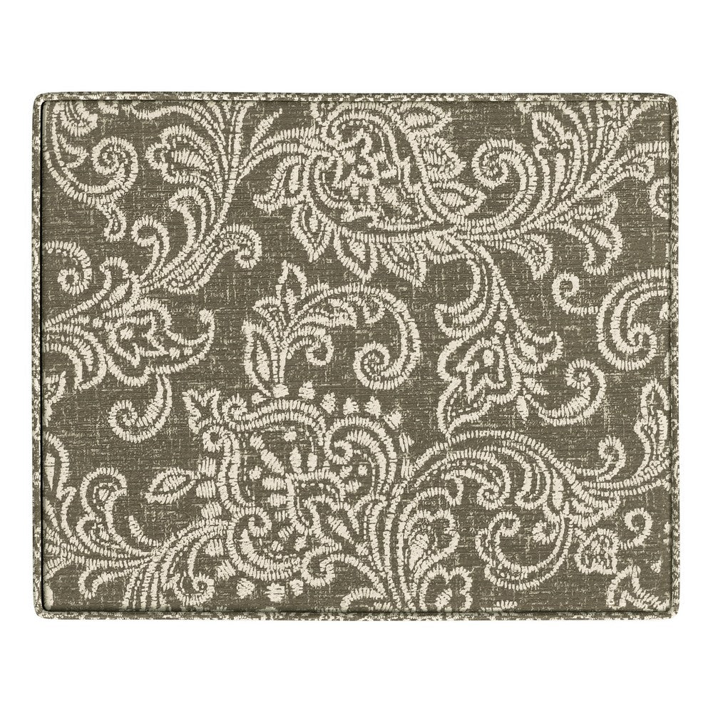 Ishi Accent Storage Ottoman | 22" Brown White Classic Floral Print