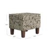 Ishi Accent Storage Ottoman | 22" Brown White Classic Floral Print