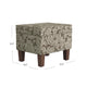 Ishi Accent Storage Ottoman | 22" Brown White Classic Floral Print