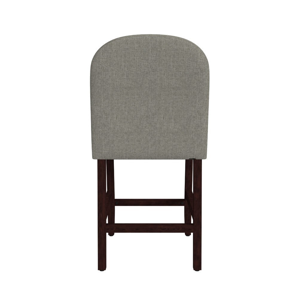 Aleo Counter Stool Chair | Gray Woven Fabric and Tapered Wood Legs BM334449