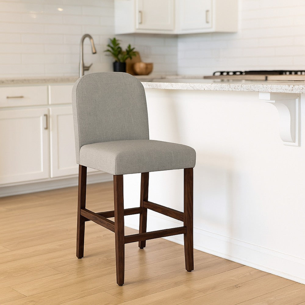 Aleo Counter Stool Chair | Gray Woven Fabric and Tapered Wood Legs