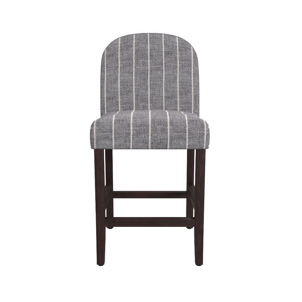 Aleo Counter Stool Chair | Woven Fabric Gray and White Tweed Stripes BM334450
