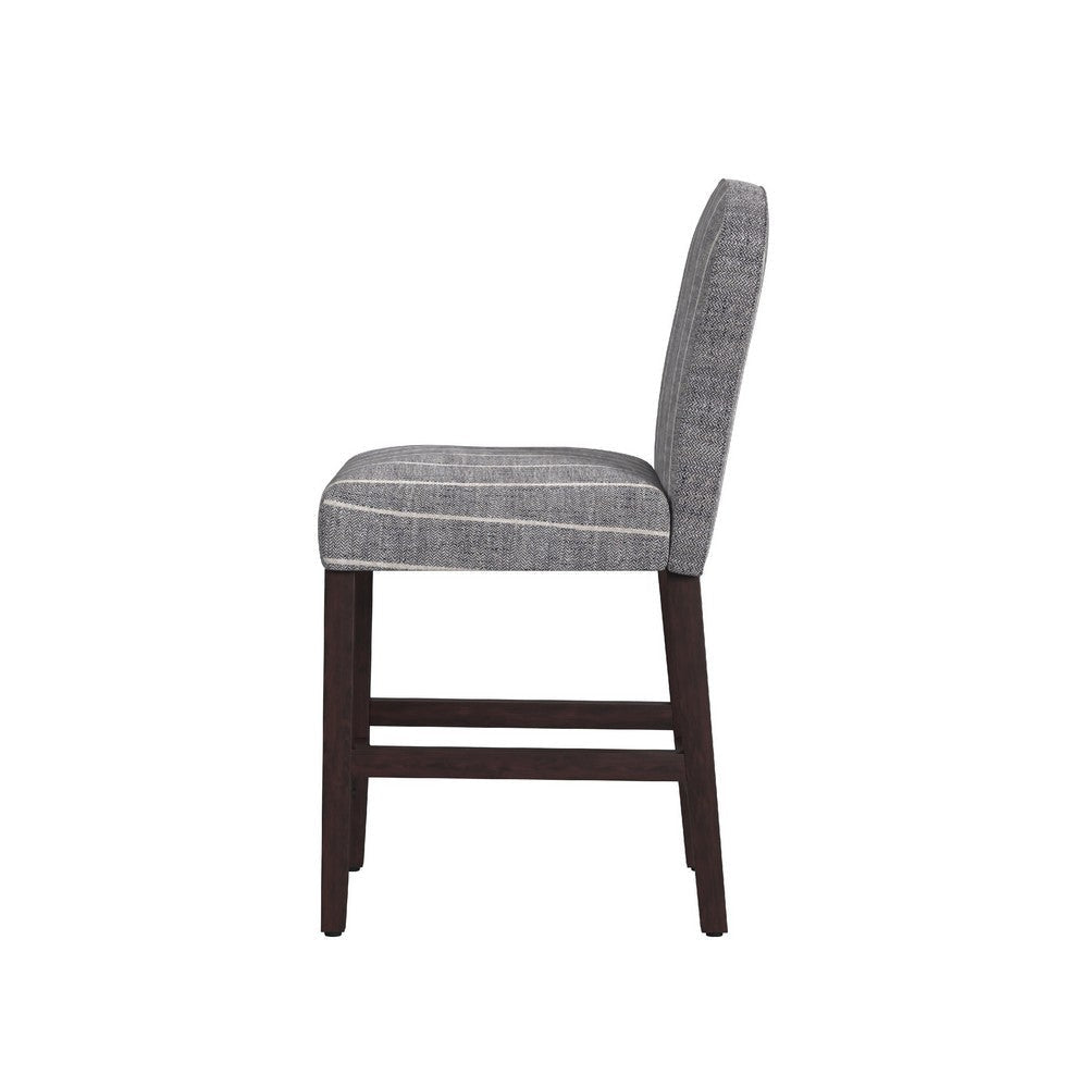 Aleo Counter Stool Chair | Woven Fabric Gray and White Tweed Stripes BM334450