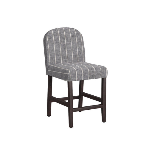 Aleo Counter Stool Chair | Woven Fabric Gray and White Tweed Stripes