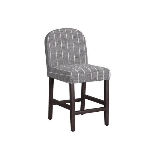 Aleo Counter Stool Chair | Woven Fabric Gray and White Tweed Stripes