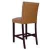 Popa Counter Stool Chair Set of 2 | Brown Faux Leather | Tufted Back BM334451