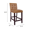 Popa Counter Stool Chair Set of 2 | Brown Faux Leather | Tufted Back BM334451