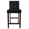 Popa Counter Stool Chair Set of 2 | Black Faux Leather | Tufted Back BM334452