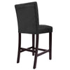 Popa Counter Stool Chair Set of 2 | Black Faux Leather | Tufted Back BM334452