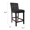 Popa Counter Stool Chair Set of 2 | Black Faux Leather | Tufted Back BM334452