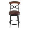 Swivel Counter Stool Chair | Industrial Black Metal Brown Faux Leather BM334453