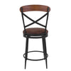 Swivel Counter Stool Chair | Industrial Black Metal Brown Faux Leather BM334453
