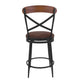 Swivel Counter Stool Chair | Industrial Black Metal Brown Faux Leather BM334453